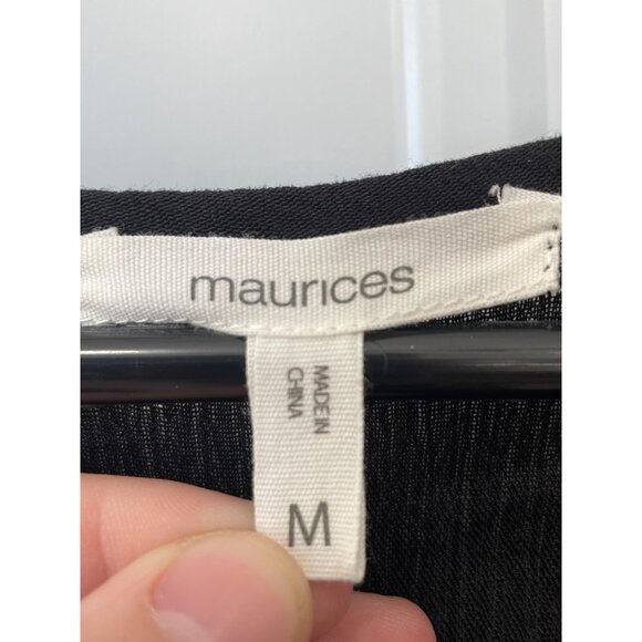 Maurices Open Front Crochet Panel Kimono Cardigan Size Medium Long Sleeve Black - Picture 4 of 7